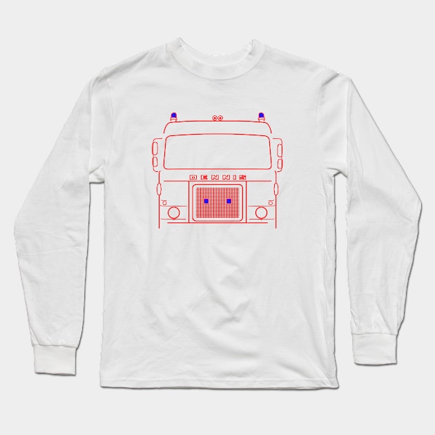 Dennis D Series 1970s British classic fire engine outline red Long Sleeve T-Shirt by soitwouldseem